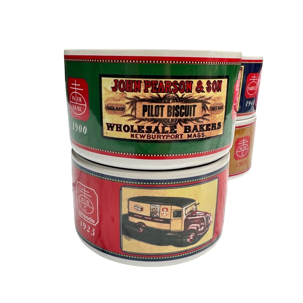 Vintage Nabisco Soup Mugs with Handles Set Of 4 Ritz Crackers Uneeda Biscuit - Picture 4 of 13